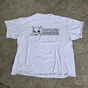 Vtg Y2k DEVIOUS POWERSPORTS Skull Crossbones Graphic ATV Dealer T Shirt XL